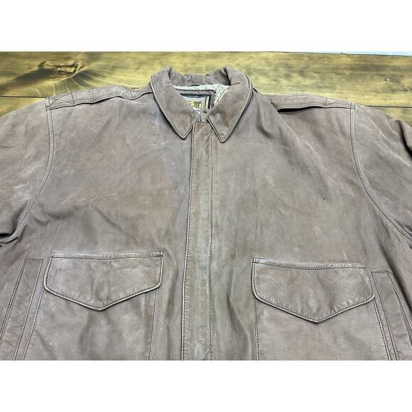 Vintage G-III Global Identity Brown Leather Bomber Jacket Size Large - Picture 4 of 12